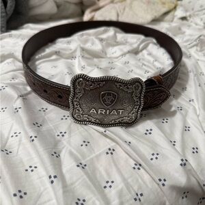 Ariat Men's Embossed Brown Belt with Ornate Silver Buckle